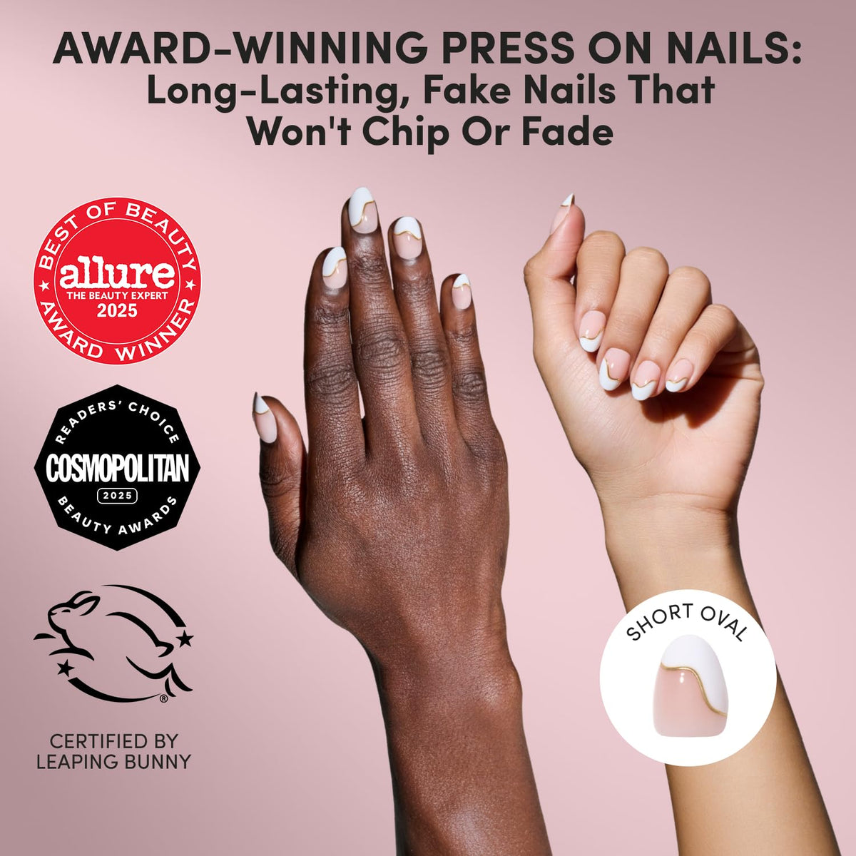 Glamnetic Press On Nails showing abstract French tip design