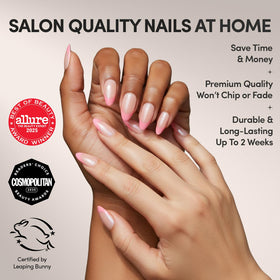 Glamnetic Press On Nails showing bubble gum pink French tips