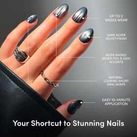 Glamnetic Press On Nails showing included accessories like glue and file