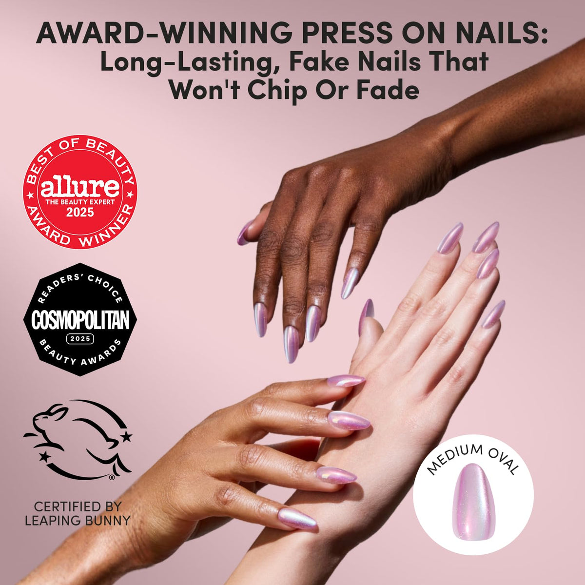 Glamnetic Press On Nails showing pearlescent purple finish
