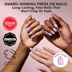Glamnetic Press On Nails showing pearlescent purple finish