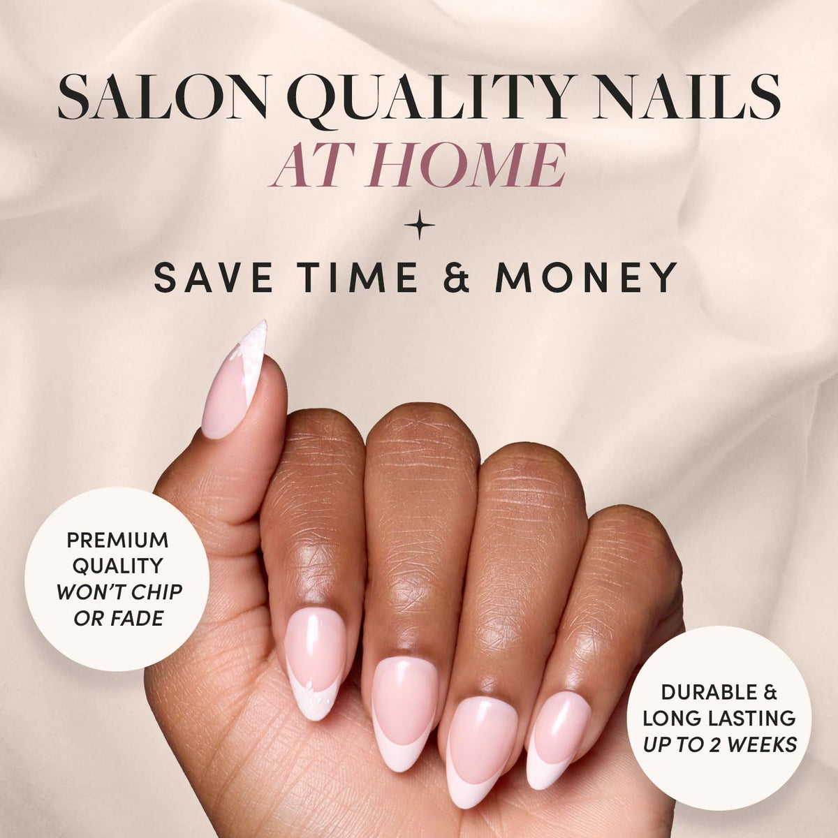 Glamnetic Press On Nails showing pink French tip design