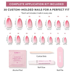 Glamnetic Press On Nails showing pink velvet ombré finish
