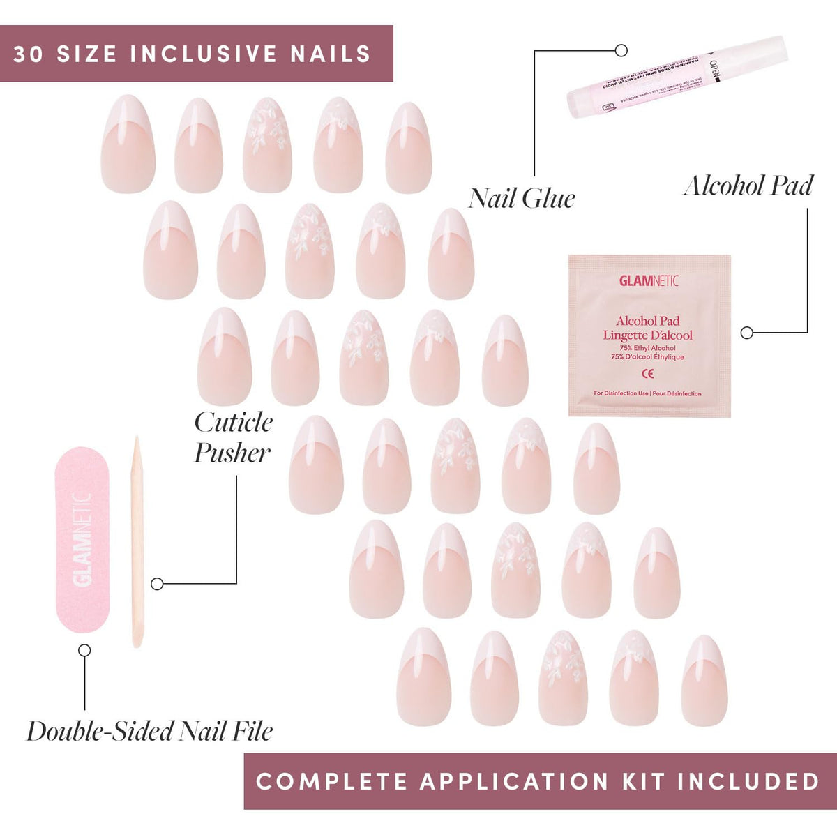 Glamnetic Press On Nails showing various sizes