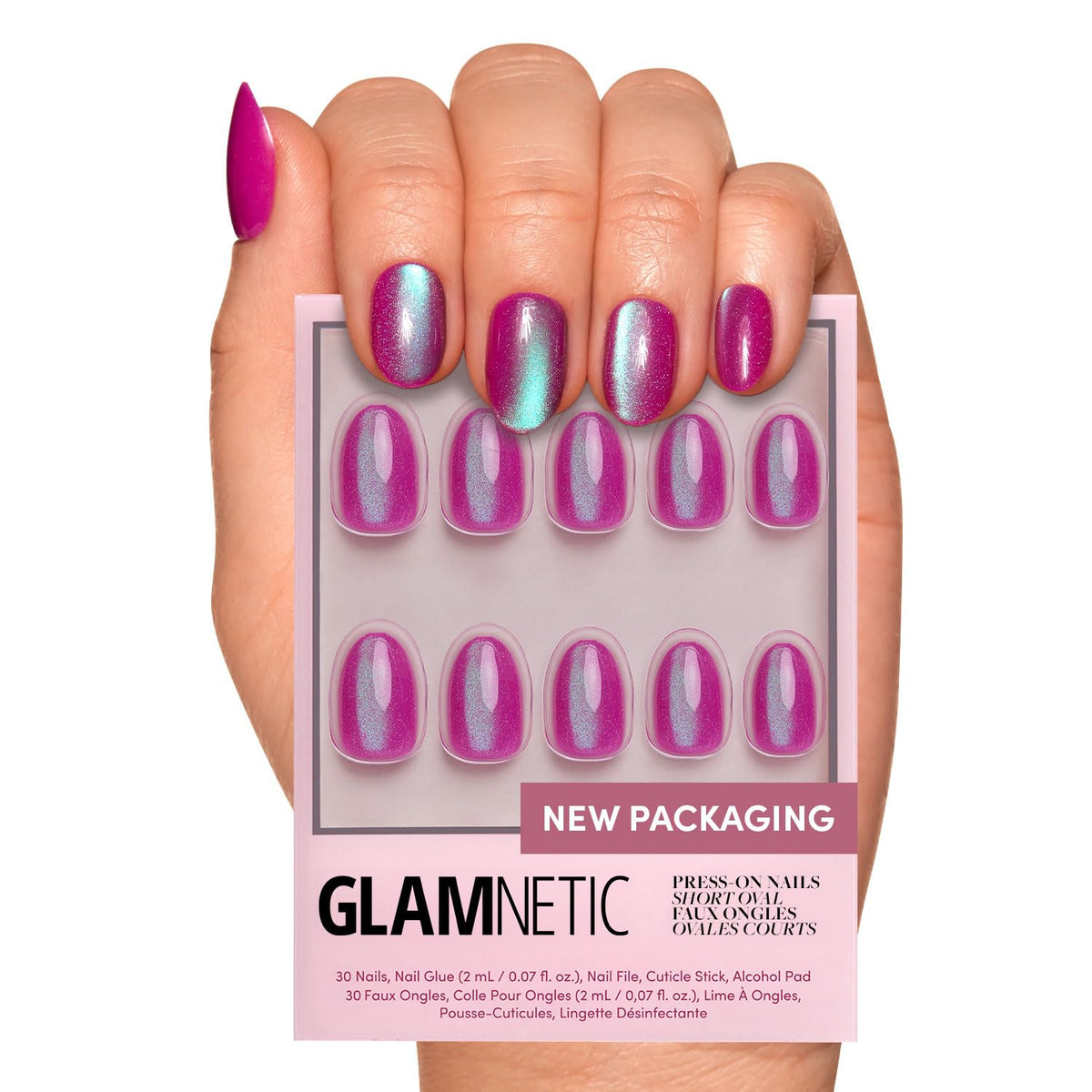 Glamnetic Press On Nails Velvet Finish Short Oval Set Front View