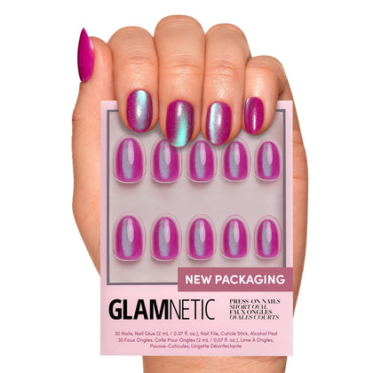 Glamnetic Press On Nails Velvet Finish Short Oval Set Front View