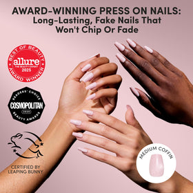 Glamnetic Press On Nails velvet pink shimmer close-up