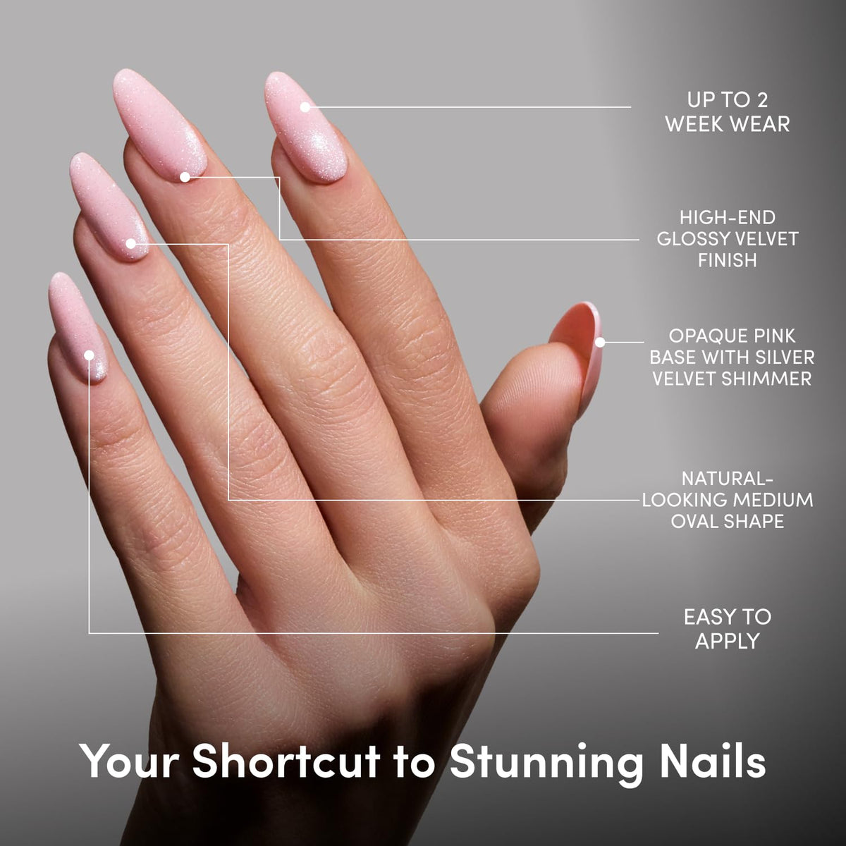 Glamnetic Press On Nails Velvet Pink Shimmer packaging