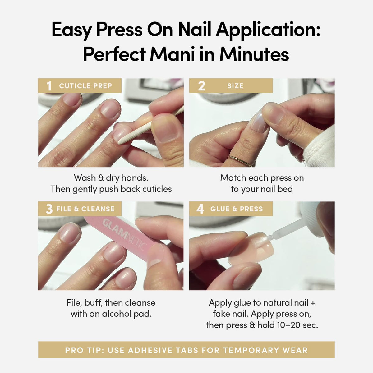 Glamnetic Press On Nails with a double-sided nail file