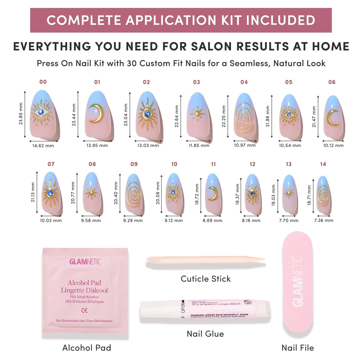 Glamnetic press on nails with alcohol pad for cleaning