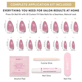 Glamnetic press on nails with cuticle stick and alcohol pad