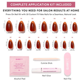 Glamnetic Press On Nails with double-sided nail file and alcohol pad