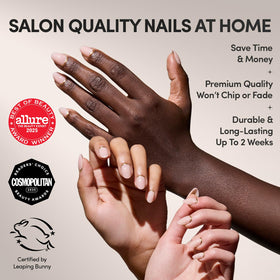 Glamnetic Press On Nails with gold foil design close-up