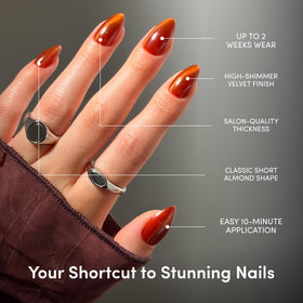 Glamnetic Press On Nails with included cuticle stick and nail glue