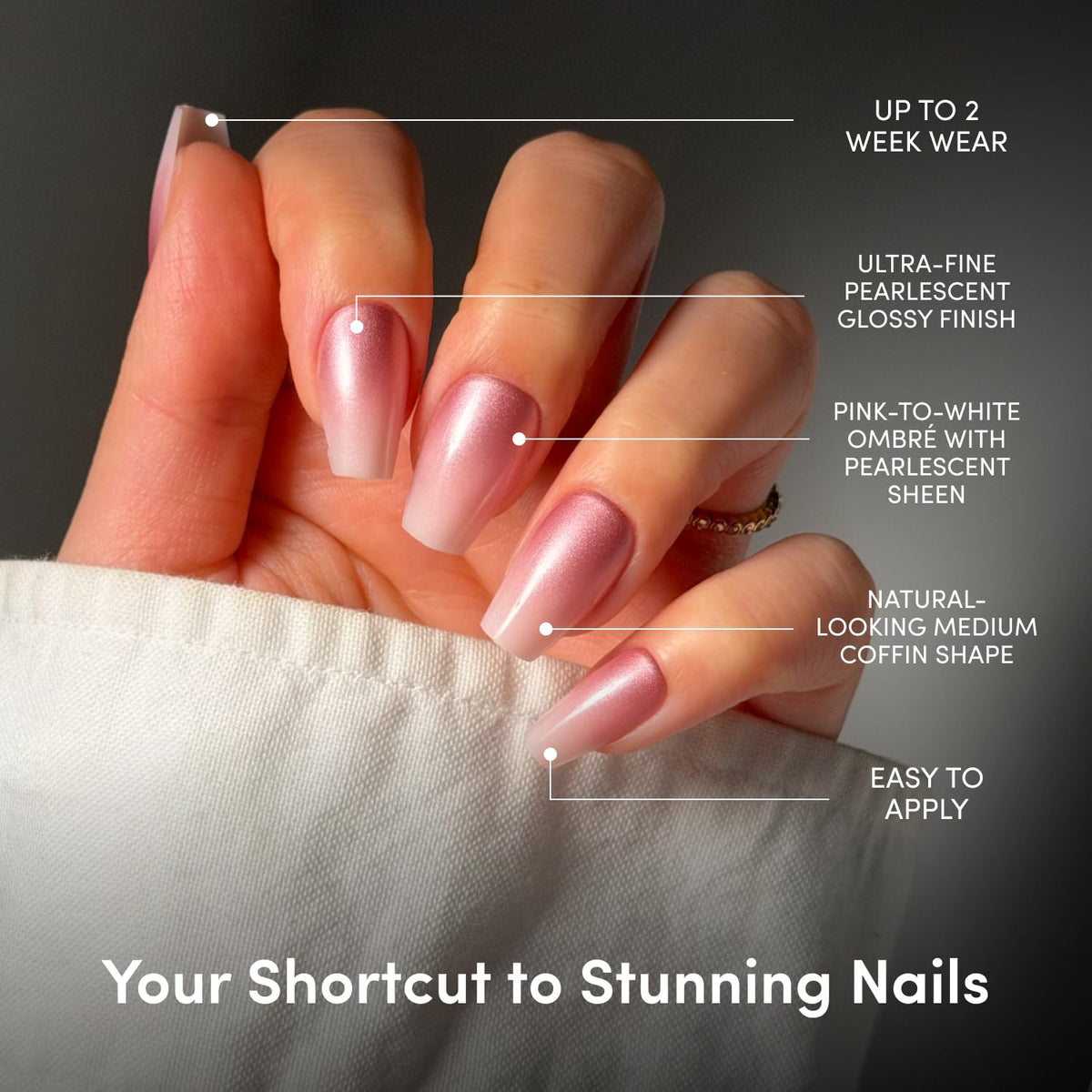Glamnetic Press On Nails with included nail glue, file, and cuticle stick