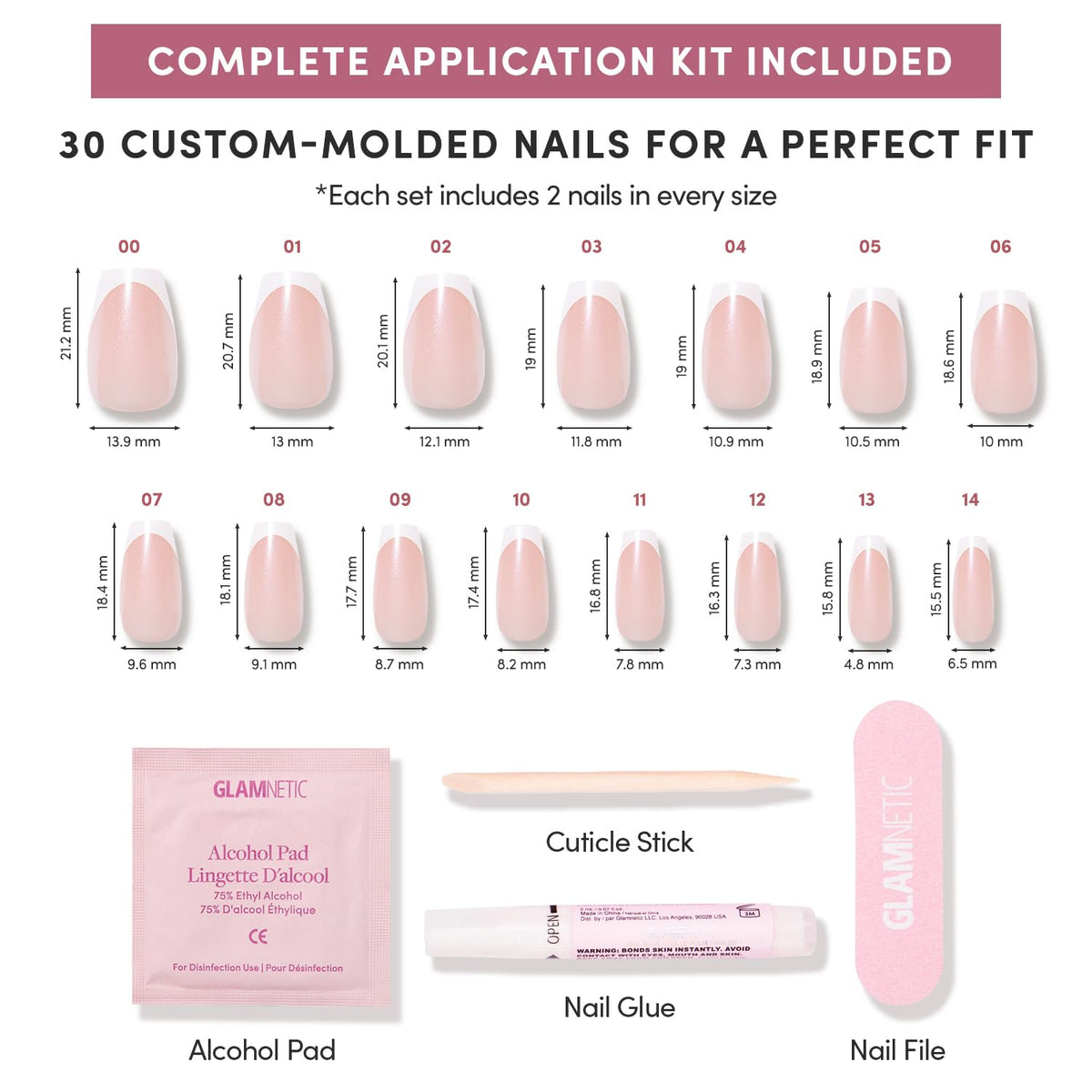 Glamnetic Press On Nails with nail glue and file