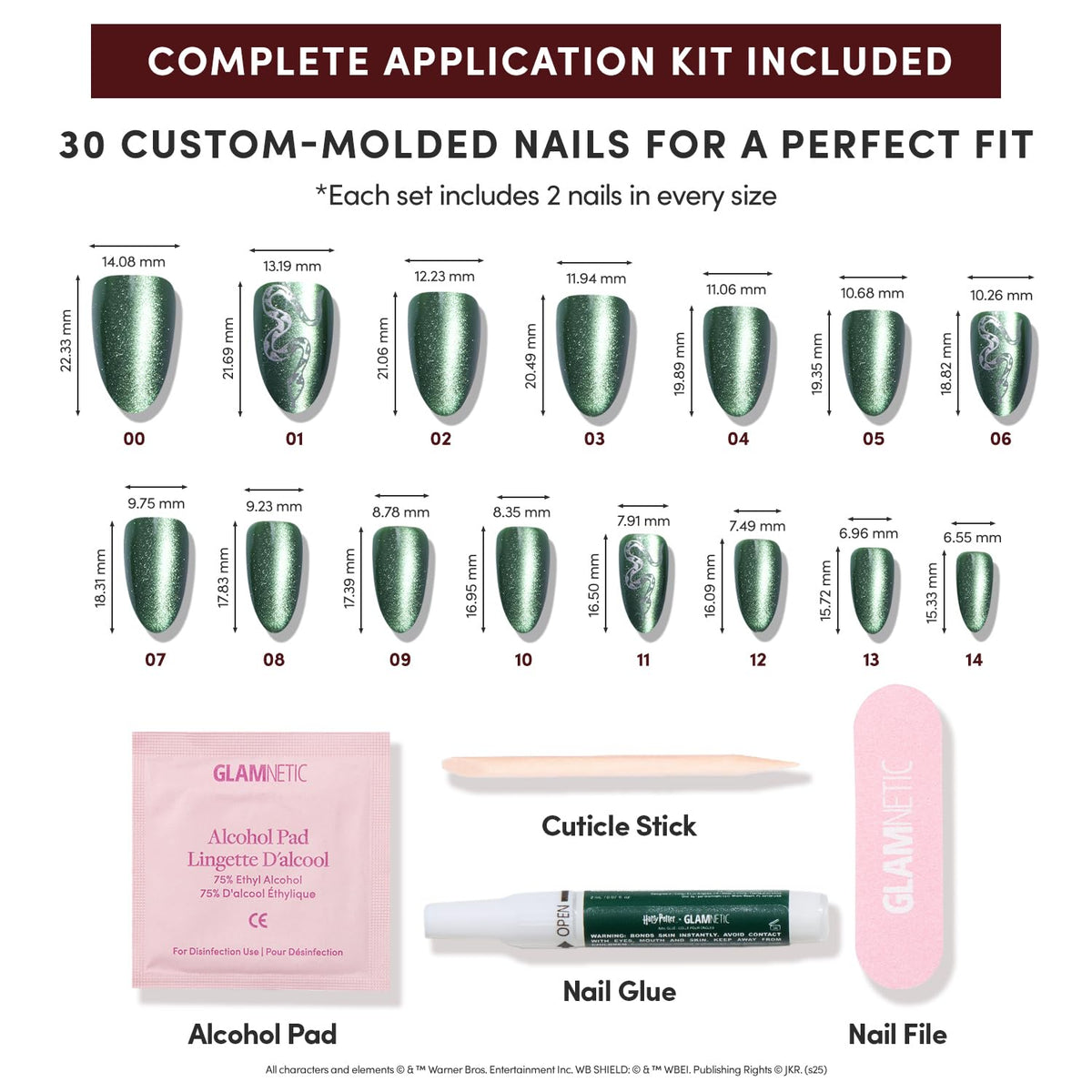 Glamnetic Slytherin Press On Nails in storage box