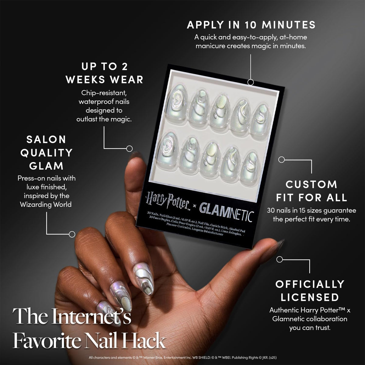 Glamnetic Unicorn Blood Press On Nails application kit with glue and tools