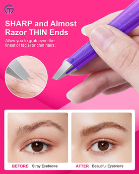 GlamTweeler Expert Slant Tip Tweezers in elegant leather case