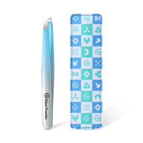 GlamTweeler Expert Slant Tip Tweezers in Sparkle Blue front view