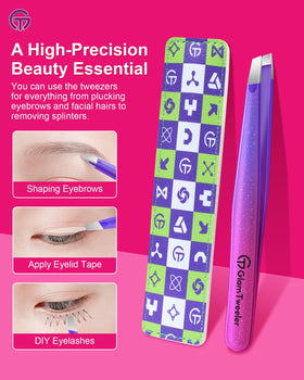 GlamTweeler Expert Slant Tip Tweezers side view showing ergonomic design