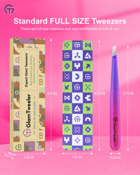 GlamTweeler Expert Slant Tip Tweezers with leather case and accessories