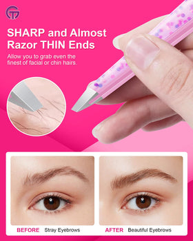 GlamTweeler Eyebrow Tweezer Cherry Blossom Pink side view