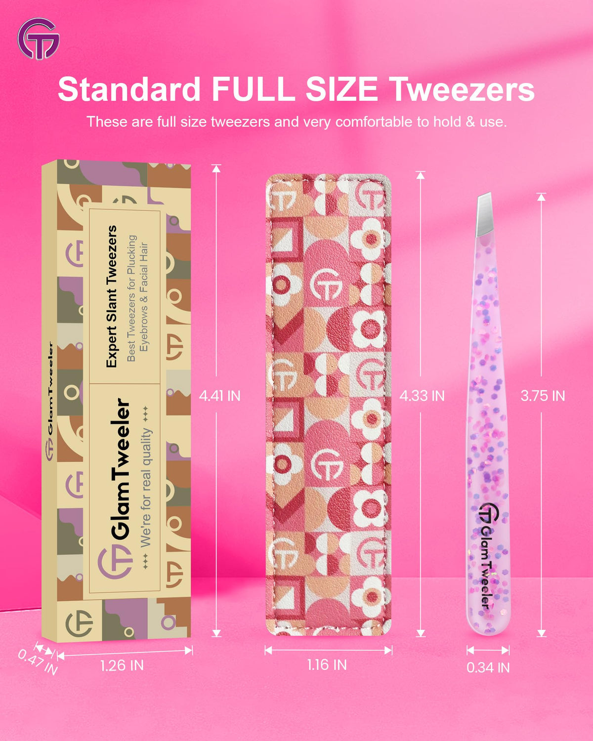 GlamTweeler Eyebrow Tweezer in hand for demonstration
