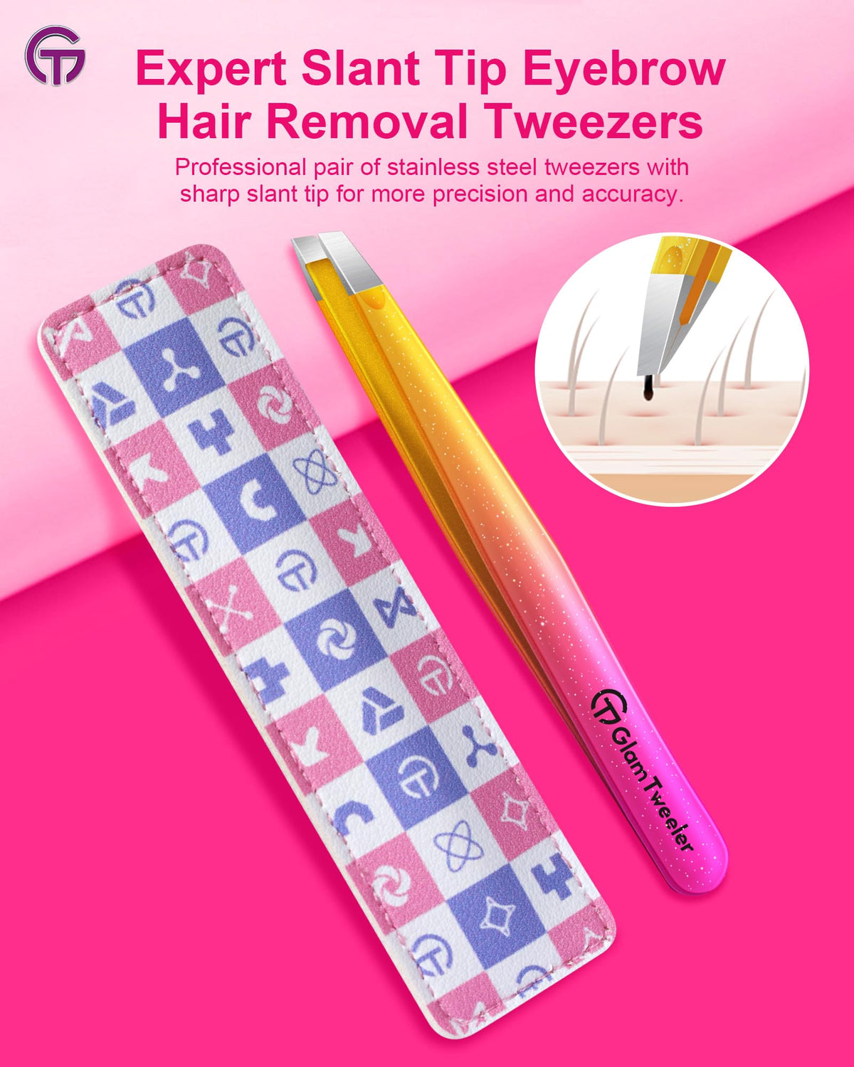 GlamTweeler Eyebrow Tweezer slant tip close-up