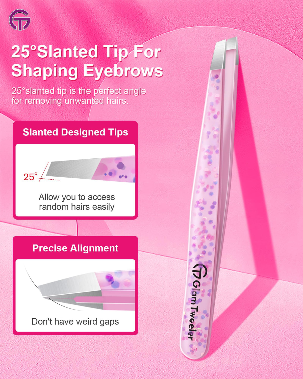 GlamTweeler Eyebrow Tweezer slant tip close-up