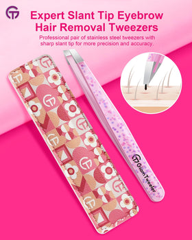 GlamTweeler Eyebrow Tweezer with leather case open