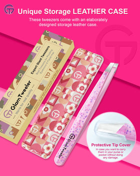 GlamTweeler Eyebrow Tweezer with travel-ready leather case