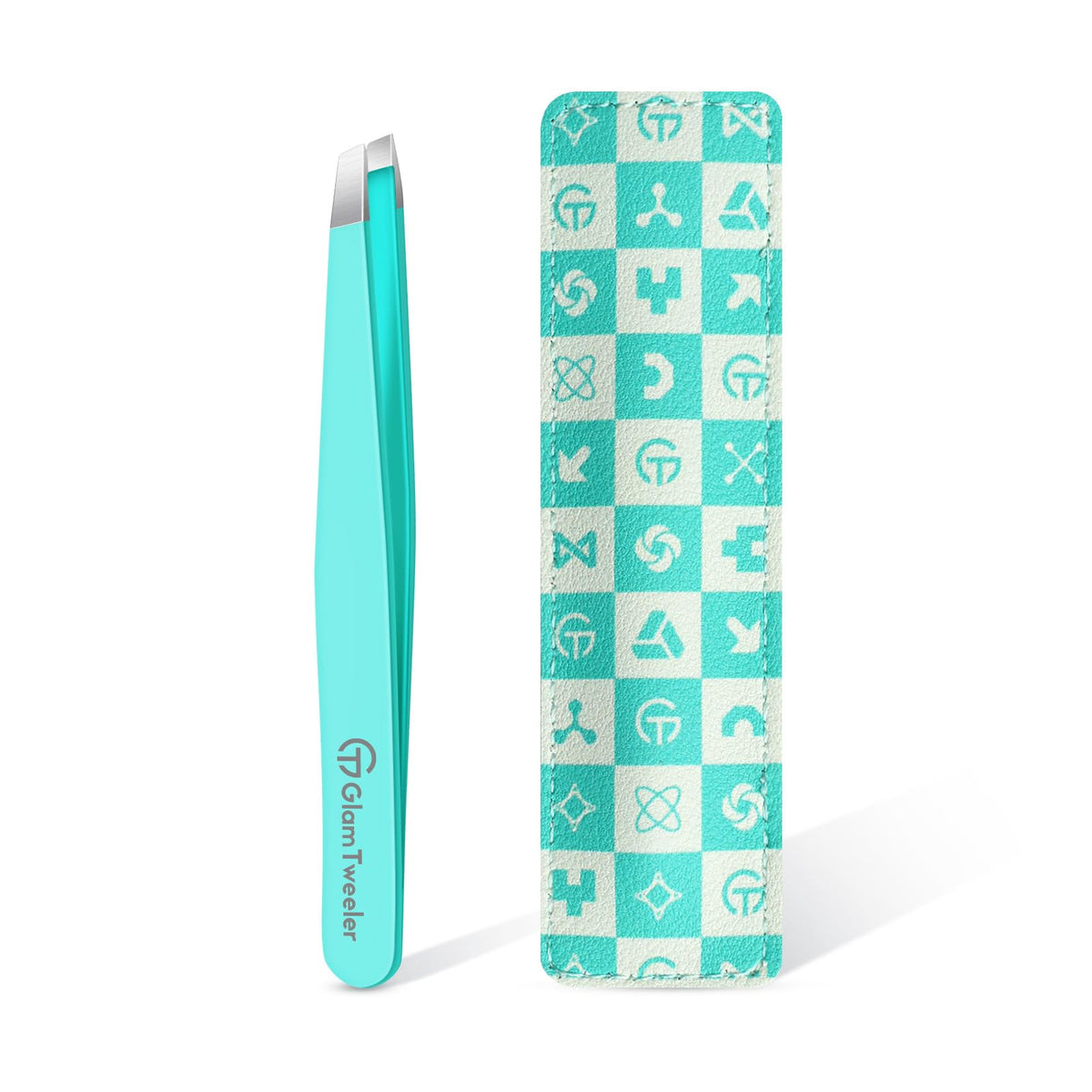 GlamTweeler eyebrow tweezers in robin's egg blue with slant tip