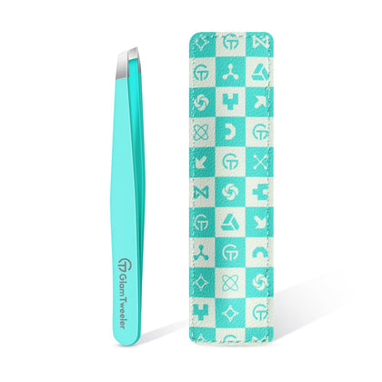 GlamTweeler eyebrow tweezers in robin's egg blue with slant tip