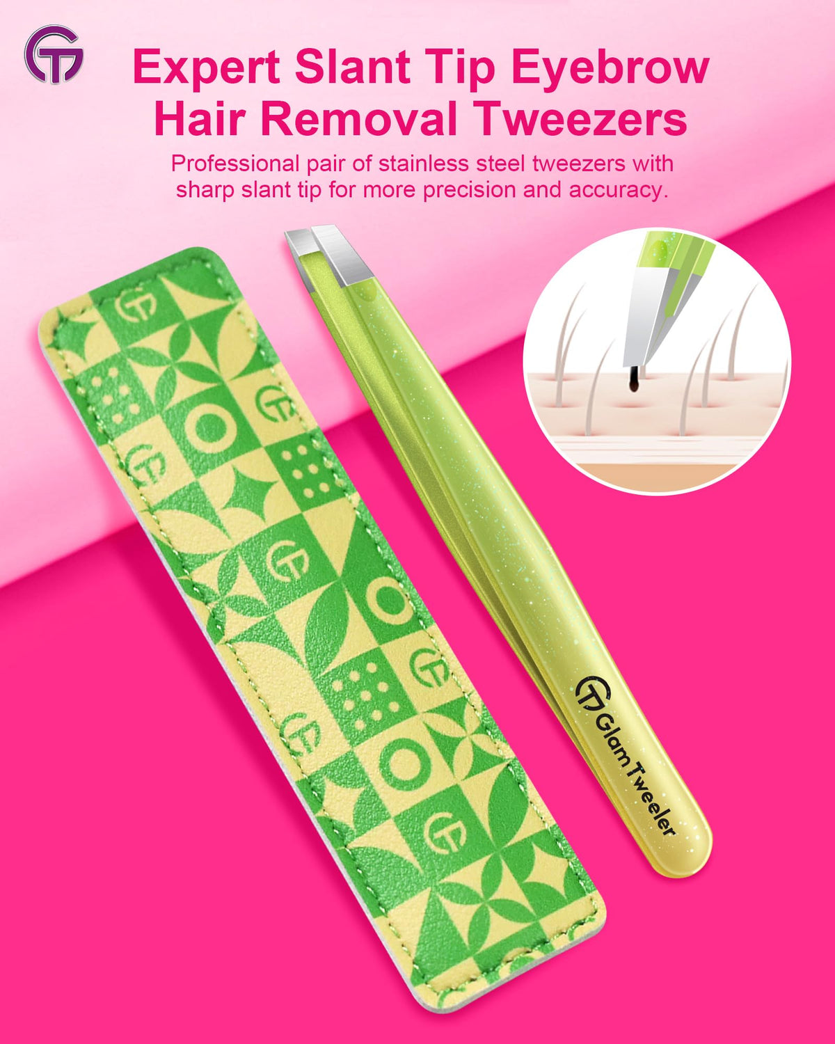 GlamTweeler eyebrow tweezers slant tip close-up