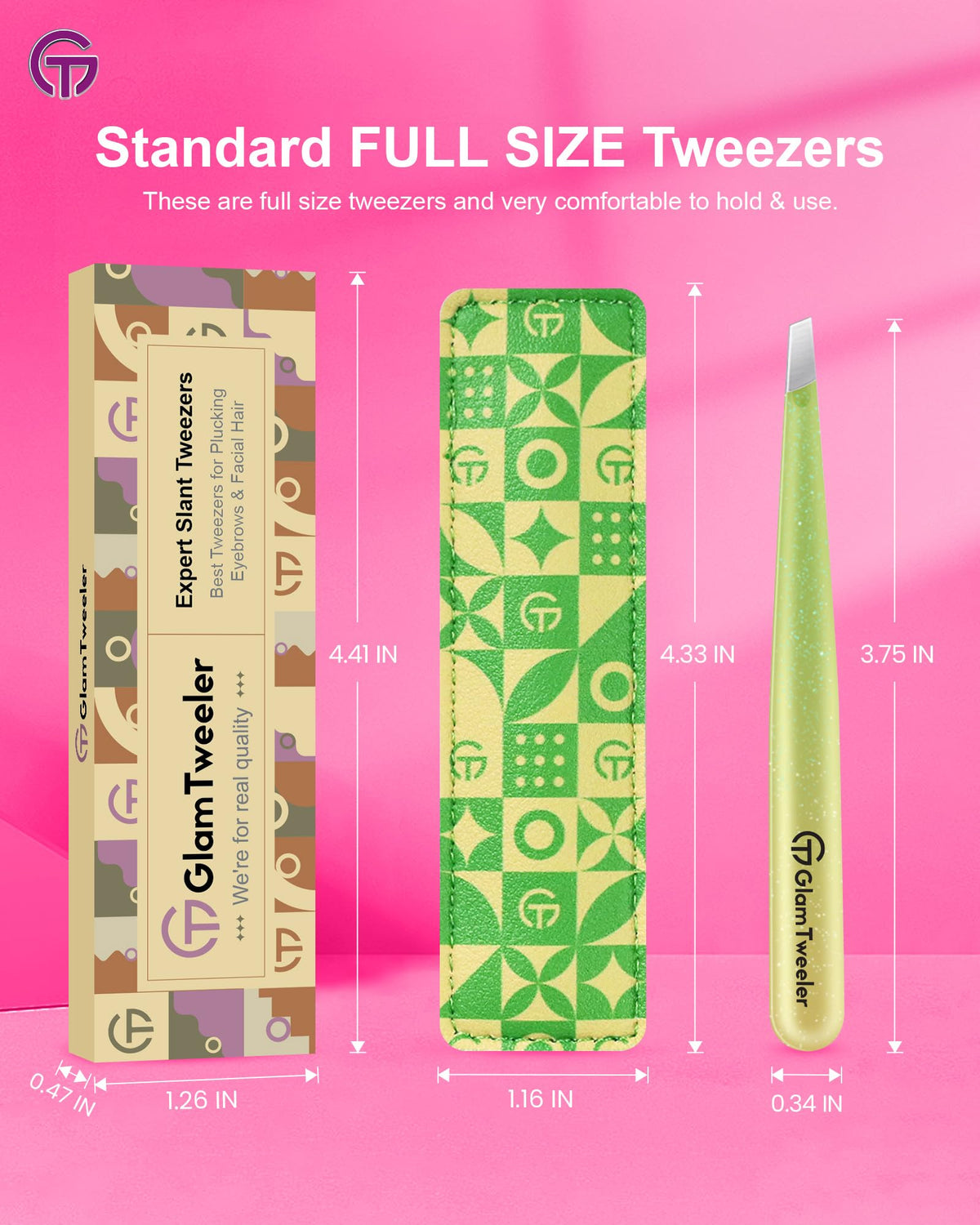 GlamTweeler eyebrow tweezers with leather case in a purse