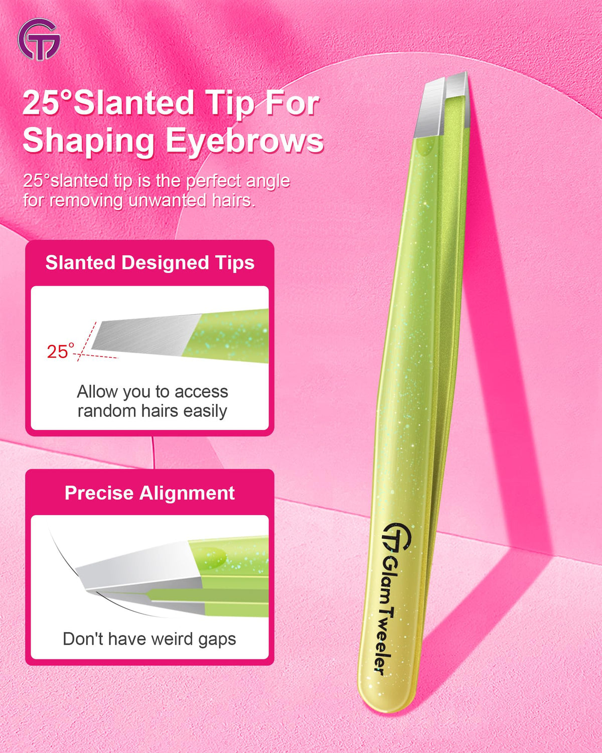 GlamTweeler eyebrow tweezers with leather case open