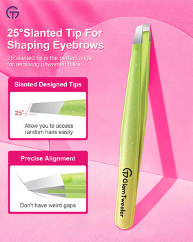 GlamTweeler eyebrow tweezers with leather case open