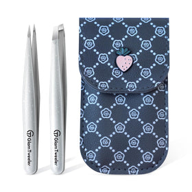 GlamTweeler Slant and Point Tip Tweezer Set with storage case