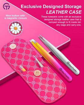 GlamTweeler tweezer set in a beauty accessories kit