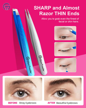 GlamTweeler tweezer set on a vanity table