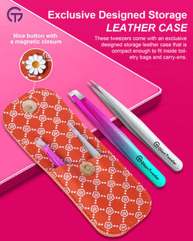 GlamTweeler tweezer set with ergonomic grip