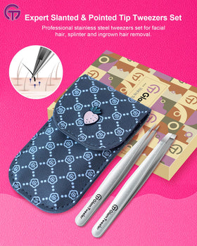 GlamTweeler tweezer set with slant and point tips