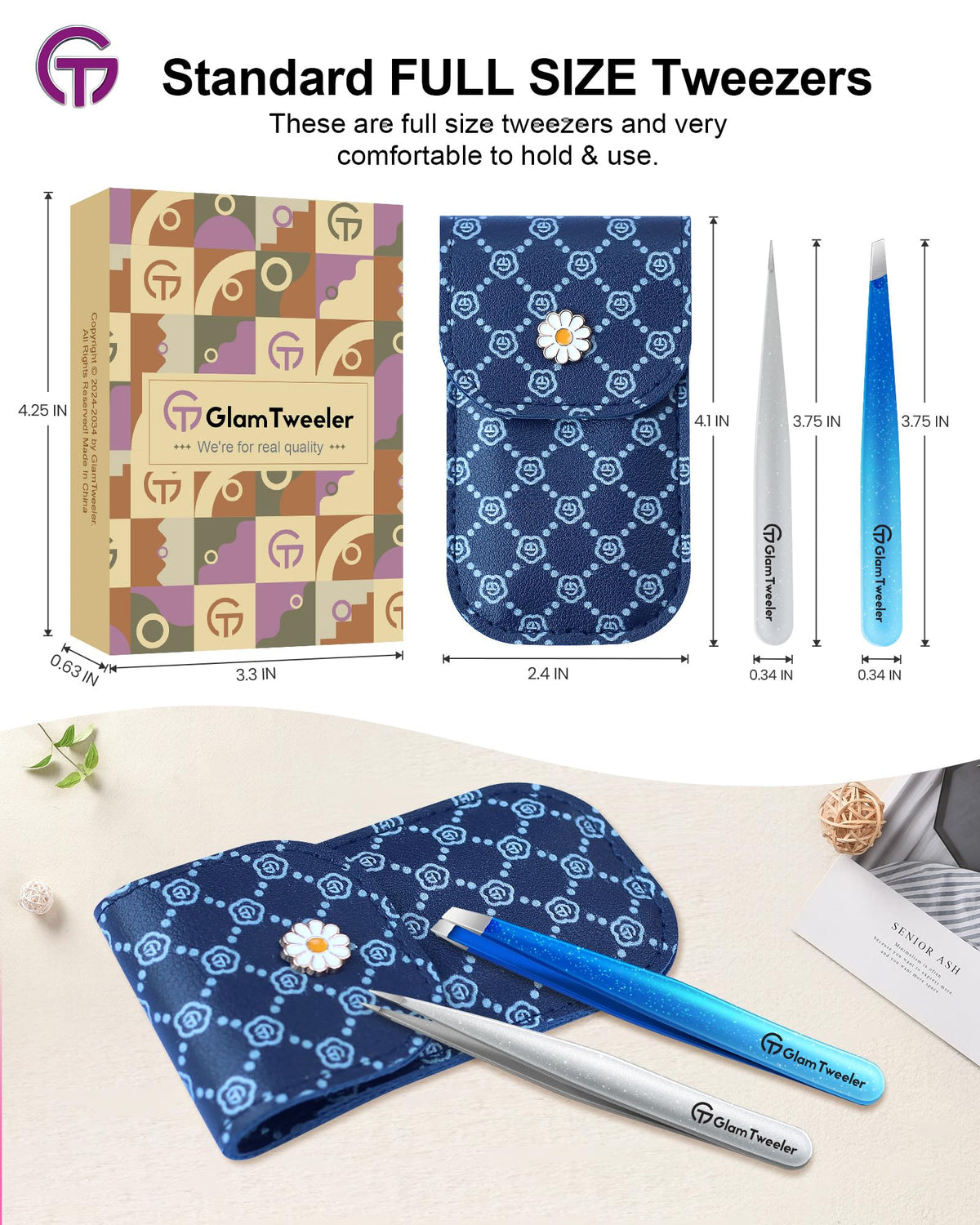 GlamTweeler tweezer set with travel case open
