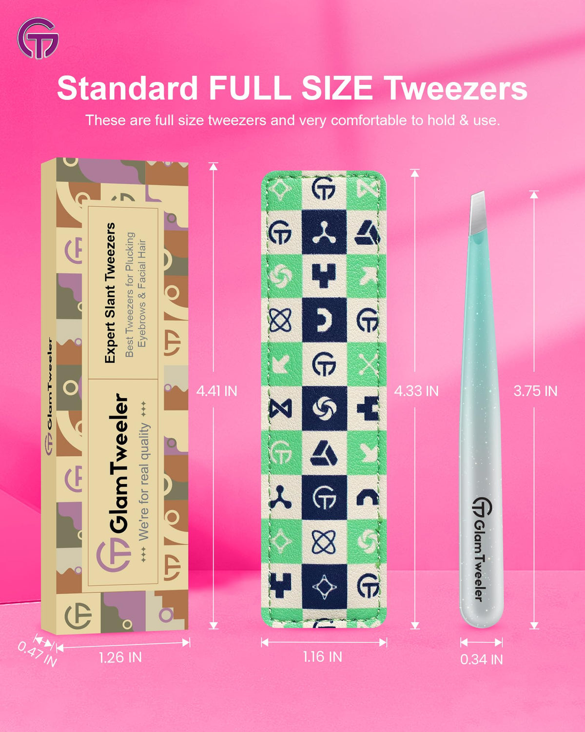 GlamTweeler tweezers alongside other beauty tools