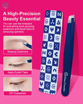 GlamTweeler tweezers alongside other grooming tools