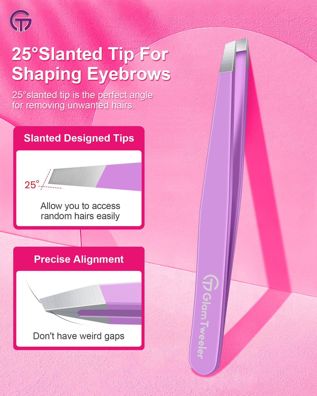 GlamTweeler tweezers displayed in elegant leather case