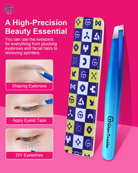 GlamTweeler tweezers displayed with other beauty tools