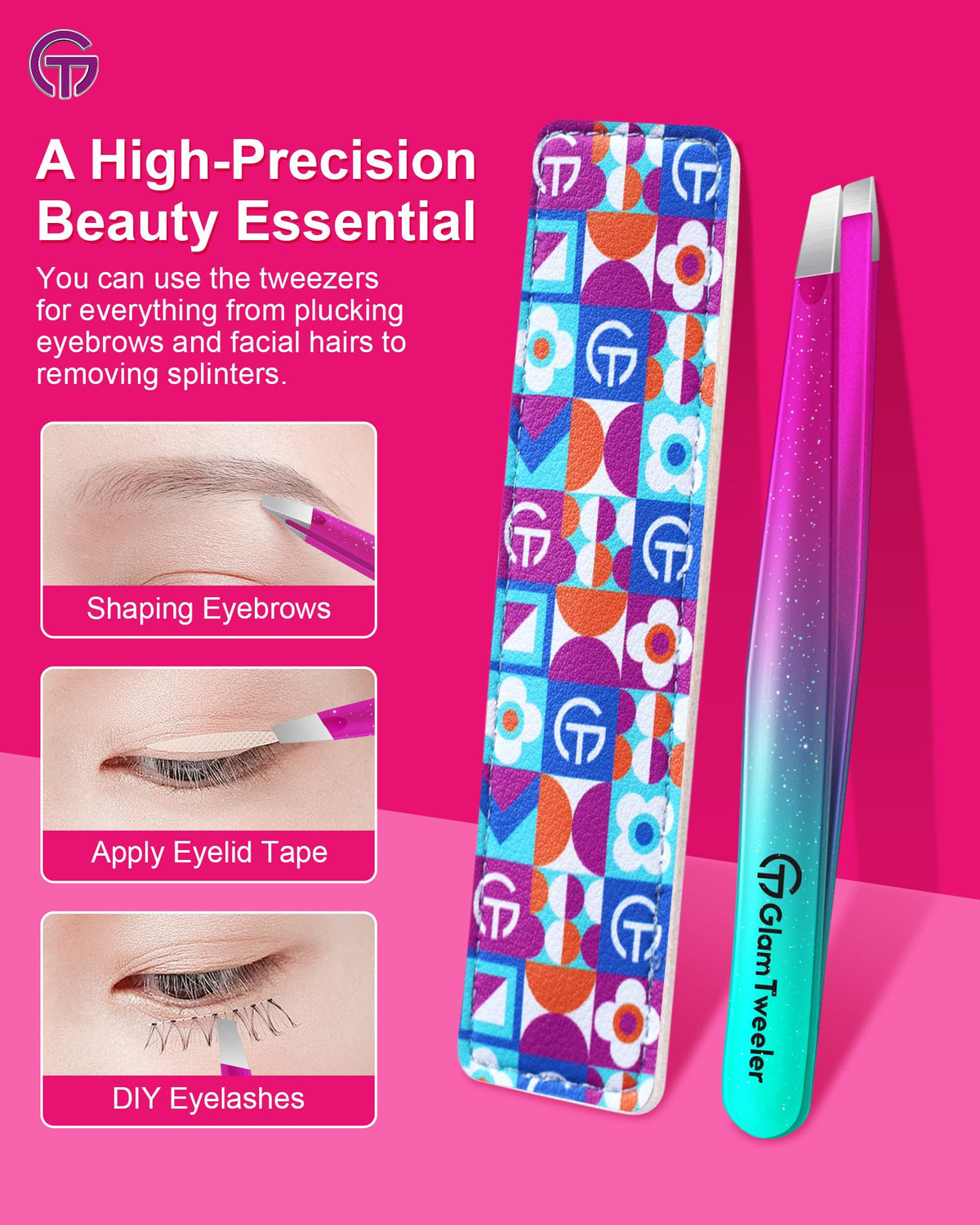 GlamTweeler tweezers displayed with other grooming tools