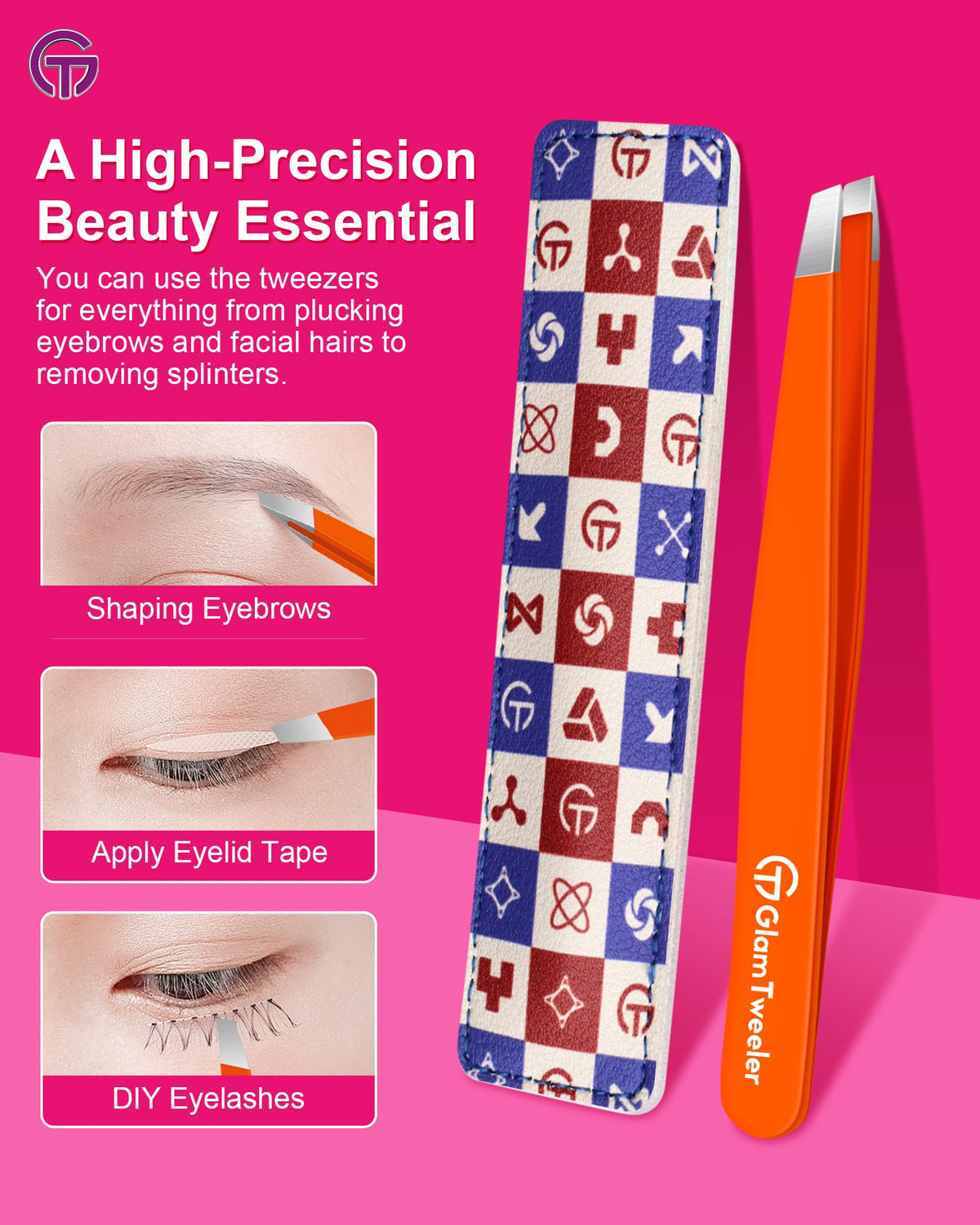 GlamTweeler tweezers held in hand for precision use